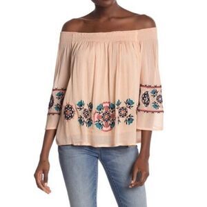 MUCHE ET MUCHETTE NWT Off-the-Shoulder Embroidered Blouse Top SMALL